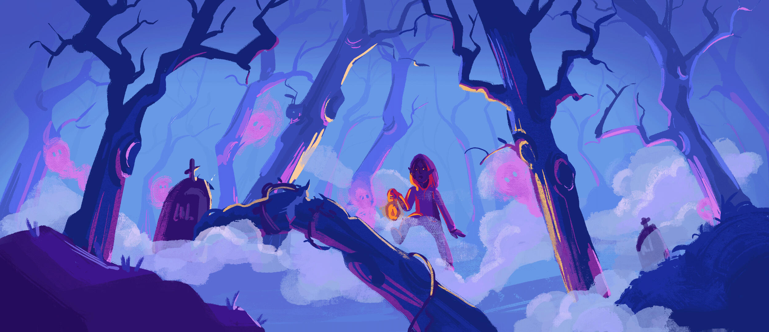 THE HAUNTED FOREST color illustration