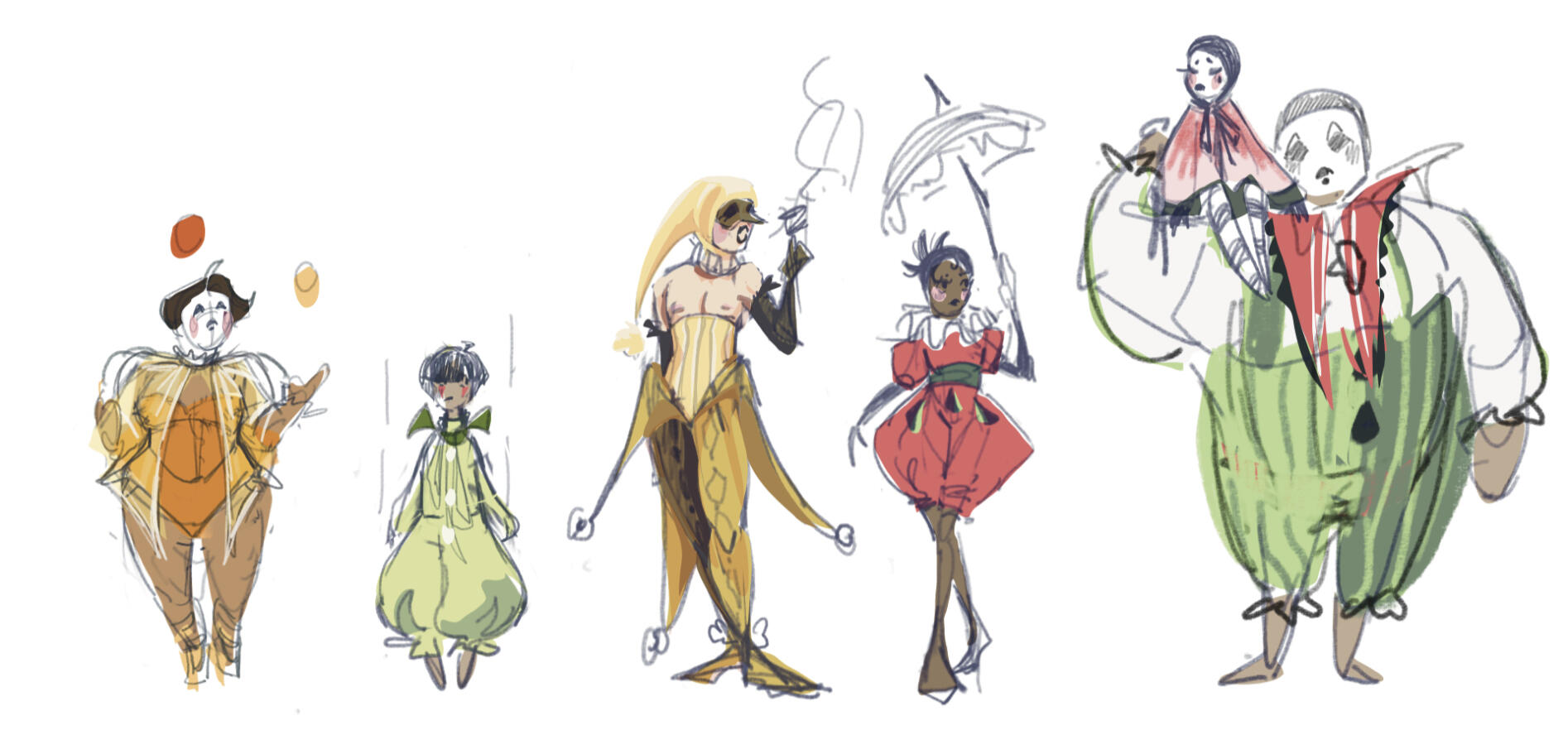 THE CLOWN FRUITS character design assignment based on fruits